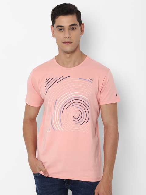 

Allen Solly Men Pink & Blue Printed Round Neck T-shirt