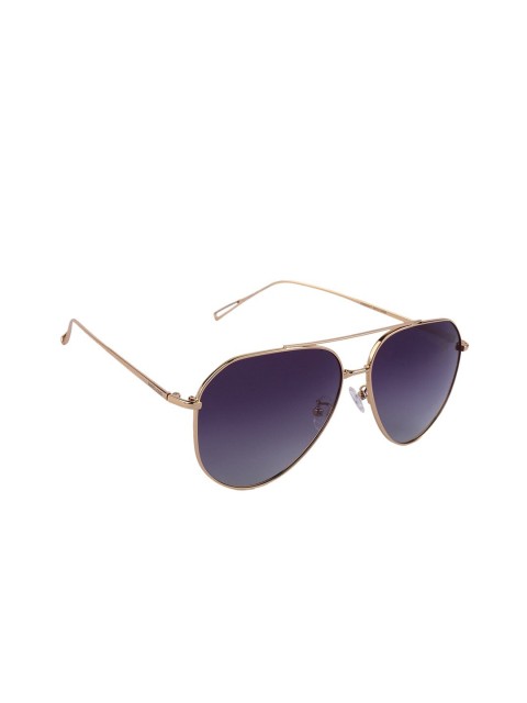 

MARC LOUIS Unisex Purple Lens & Gold-Toned Aviator Sunglasses with Polarised and UV