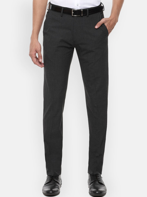 

Louis Philippe Men Black Slim Fit Self Design Formal Trousers
