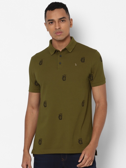 

SIMON CARTER LONDON Men Olive Green Printed Polo Collar T-shirt