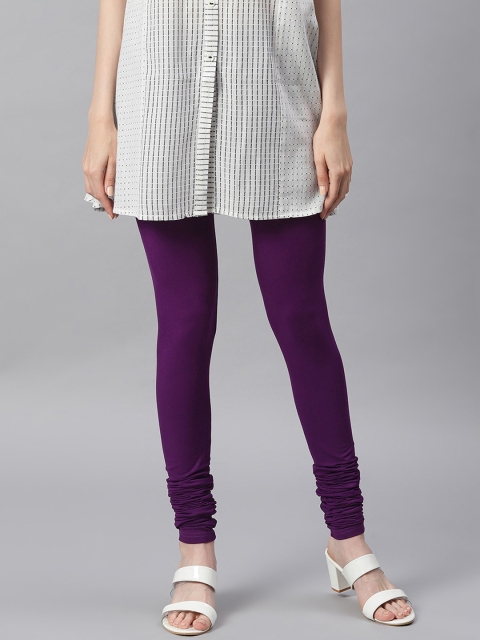 

Janasya Women Purple Solid Churidar-Length Leggings