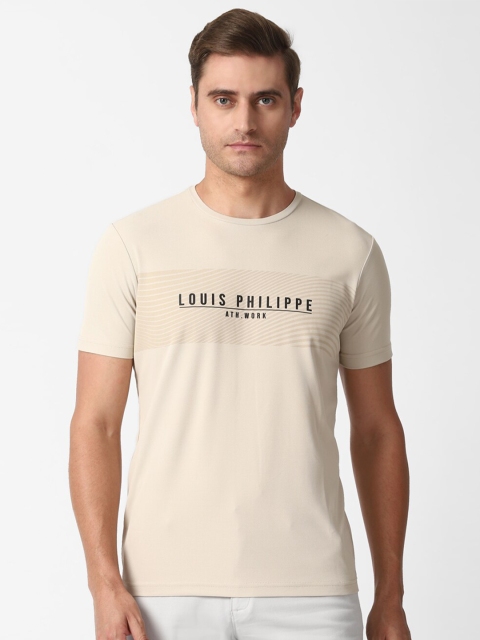 

Louis Philippe Sport Men Beige Brand Logo Printed Round Neck T-shirt