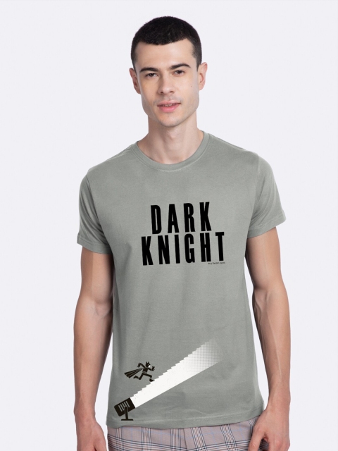 Bewakoof Men Grey Printed Round Neck T-shirt