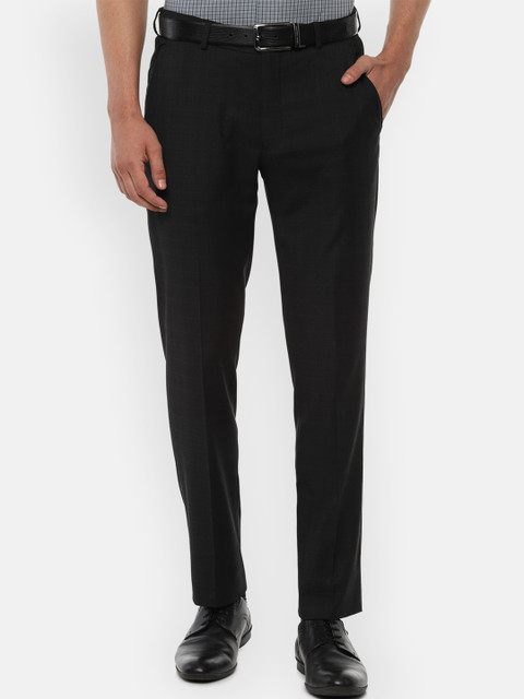 

Louis Philippe Men Black Slim Fit Solid Formal Trousers
