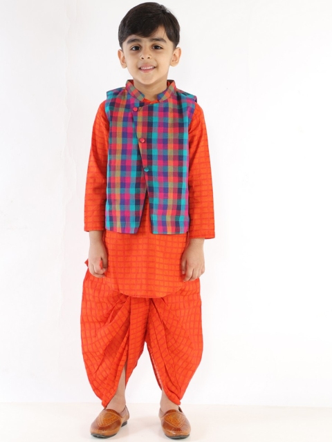 

Lil Peacock Boys Orange Regular Straight Pure Cotton Kurta & Dhoti Pants