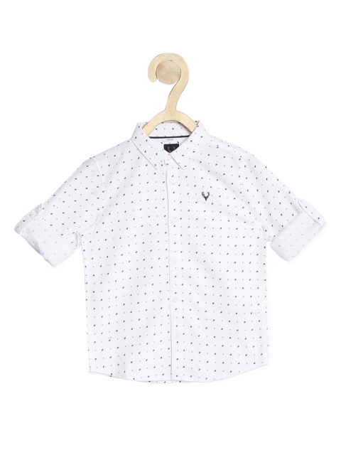 

Allen Solly Junior Boys White Pure Cotton Slim Fit Printed Casual Shirt