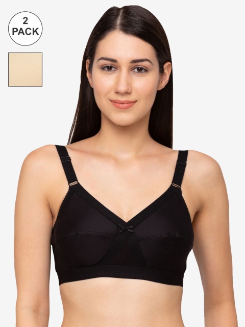 

Juliet Black & Nude-Coloured Set of 2 Solid Non-Wired Non Padded Everyday Bra