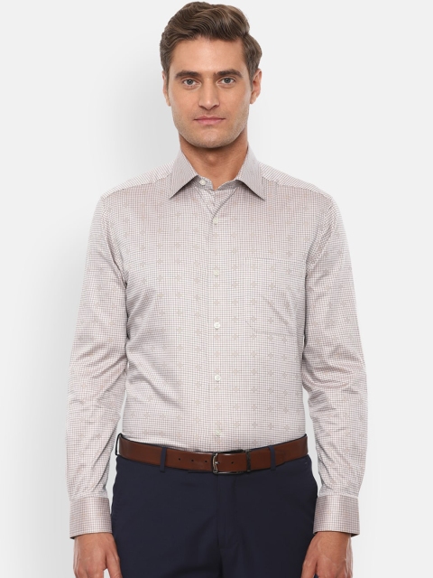 

Louis Philippe Men Beige Regular Fit Checked Casual Shirt