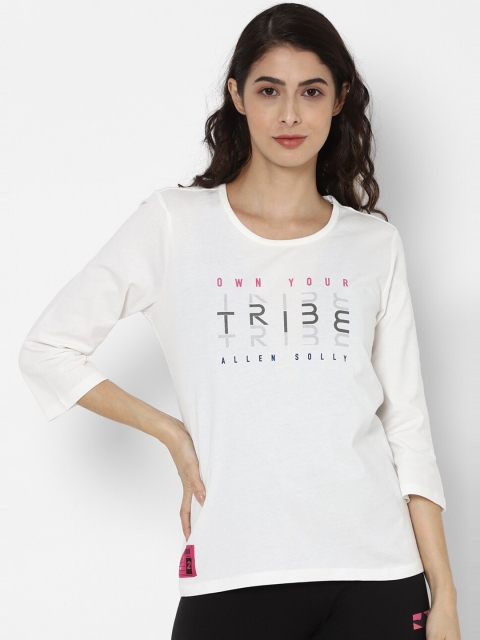 

Allen Solly Woman Women White Printed Round Neck Pure Cotton T-shirt