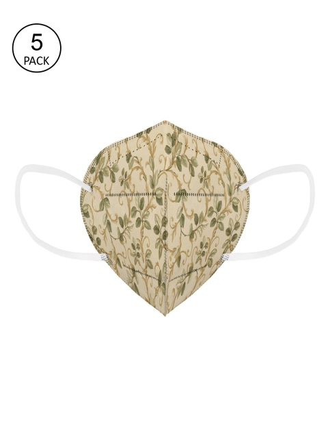 

Status Unisex Pack of 5 Printed 4-Ply Reusable Anti Pollution N95 Mask, Yellow