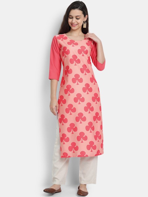 

Ethnic basket Women Pink Printed Crepe Kurta