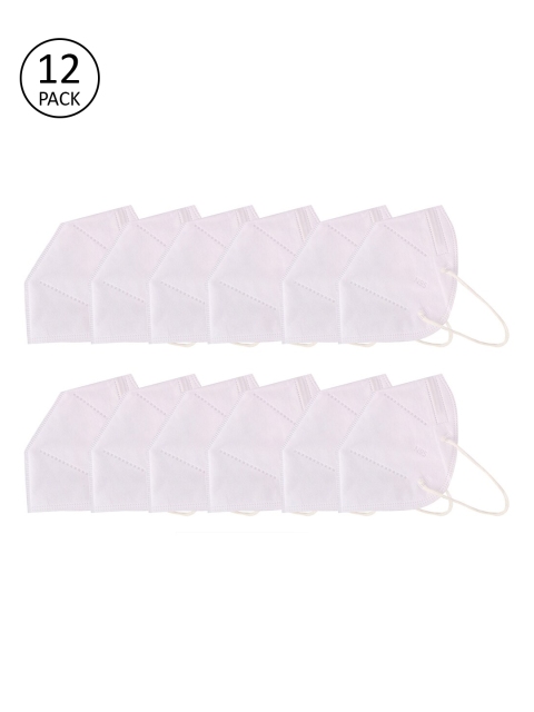 

ZAPATOZ Unisex Pack Of 12 White Solid 5-Ply Reusable Anti-Pollution N95 Masks