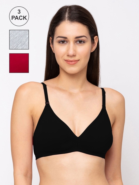 

Juliet Pack of 3 Solid Non-Wired Non Padded T-shirt Bra, Black