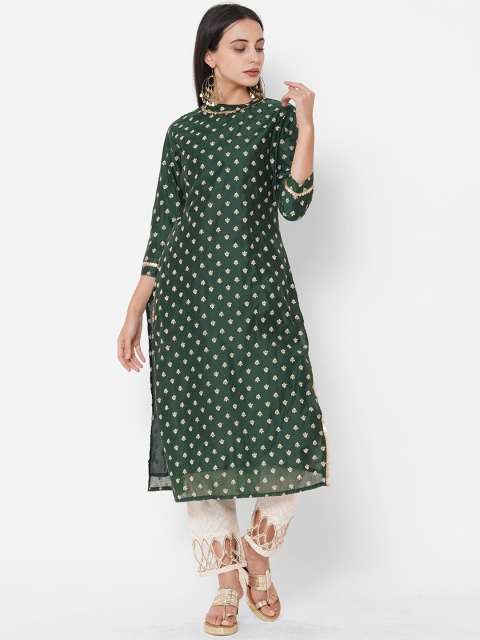 

FASHOR Women Green Printed Kurta