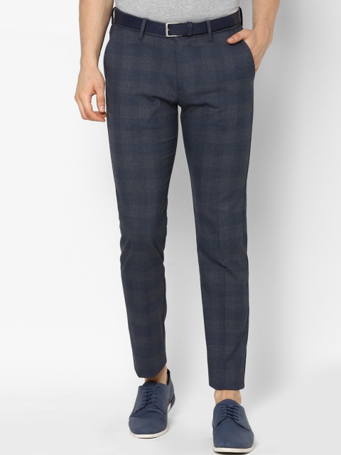 

Allen Solly Men Navy Blue Slim Fit Self Design Regular Trousers