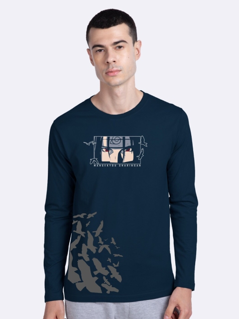 

Bewakoof Men Navy Blue Printed Round Neck T-shirt