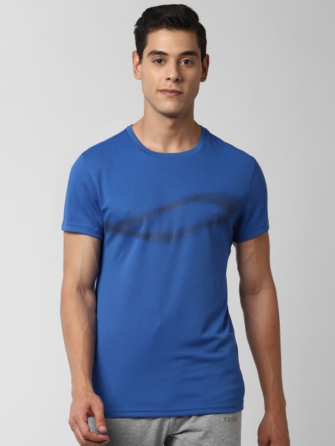 

Peter England Men Blue Printed Round Neck Pure Cotton T-shirt