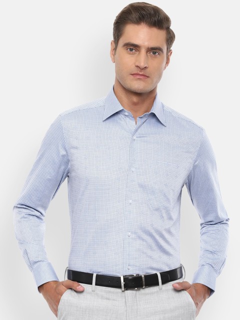 

Louis Philippe Men Blue Regular Fit Checked Casual Shirt