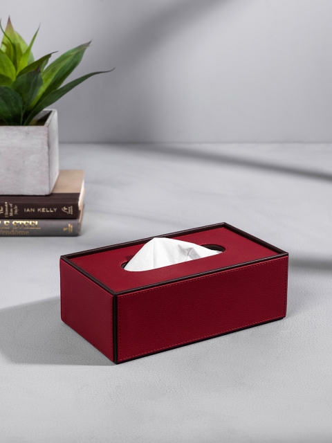 

Pure Home and Living Red Solid Rectangular Tissue Box