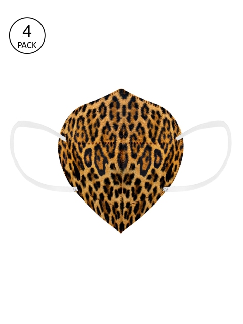 

Status Unisex Pack of 4 Printed 4-Ply Reusable Anti Pollution N95 Mask, Mustard