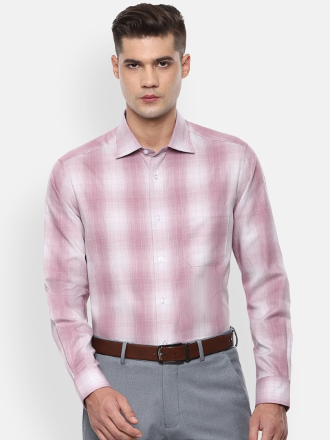 

Louis Philippe Men Pink & White Regular Fit Checked Pure Cotton Casual Shirt