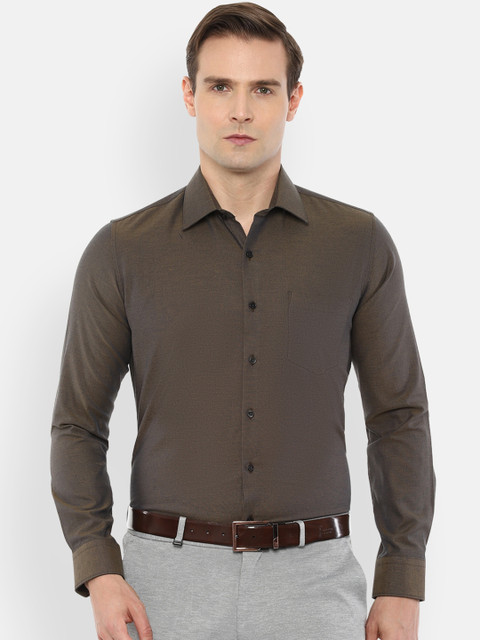 

Van Heusen Men Olive Green Slim Fit Solid Casual Shirt