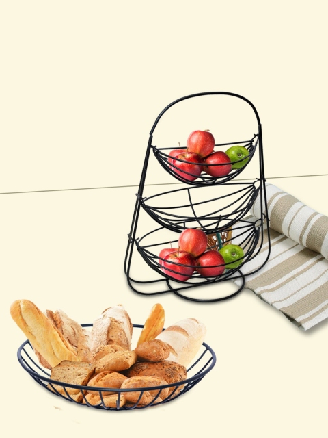 

nestroots Set Of 2 Black Solid Fruit Basket