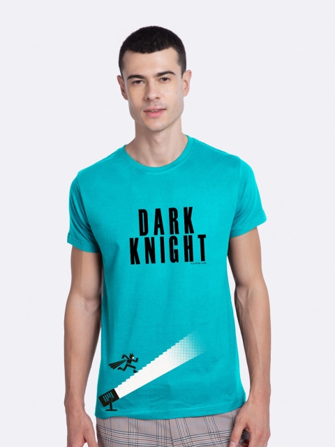 

Bewakoof Men Blue & Black Dark Knight Printed Round Neck T-shirt