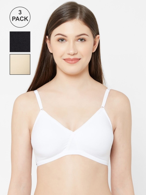 

Juliet Pack of 3 White & Black Solid Non-Wired Non Padded Everyday Bra