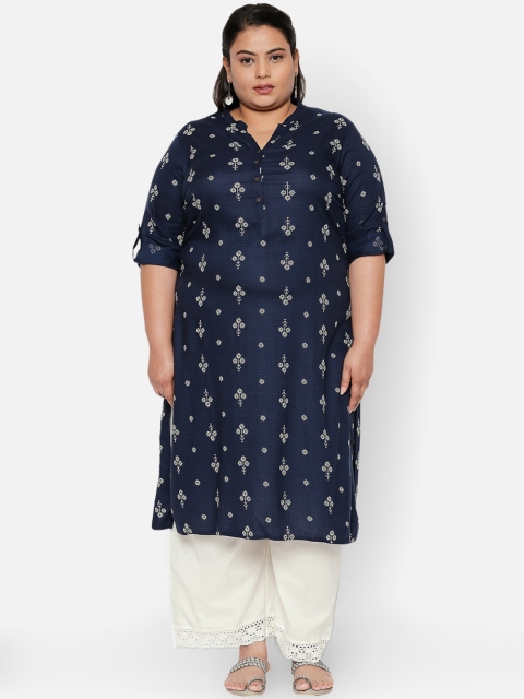 

RANGMANCH PLUS by Pantaloons Women Blue Quirky Printed Kurta