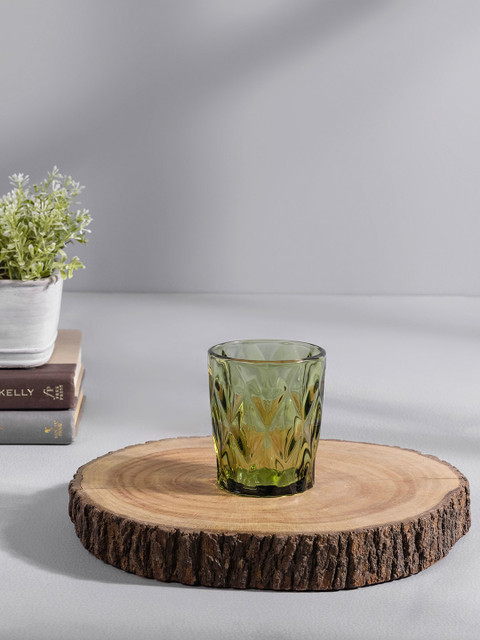 

Pure Home and Living Set Of 6 Green Solid Elegant Glass Tumblers