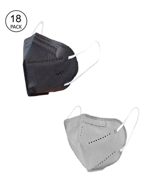 

OOMPH Unisex Pack of 18 5-Ply Reusable Anti-Pollution KN95 Face Masks, Black