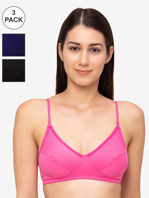 

Juliet Pack Of 3 Solid Non-Wired Non Padded Everyday Bras, Navy blue