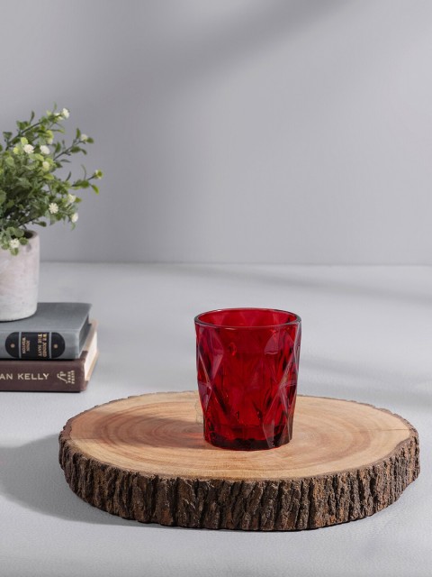

Pure Home and Living Set Of 6 Red Textured Elegant Glass Tumblers
