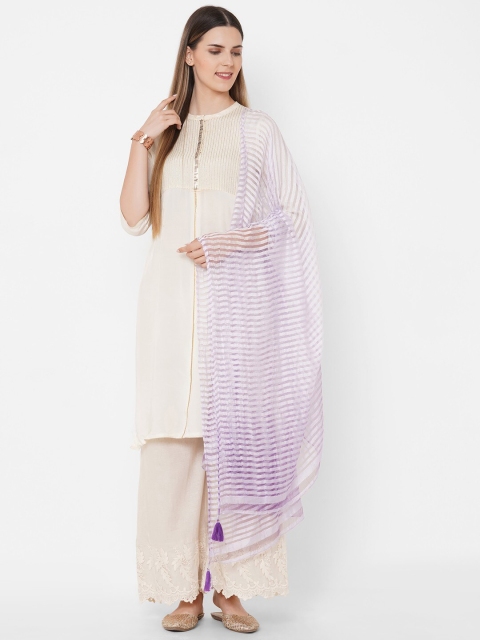 

Get Wrapped Textured Purple Shaded Dupatta with Tassels