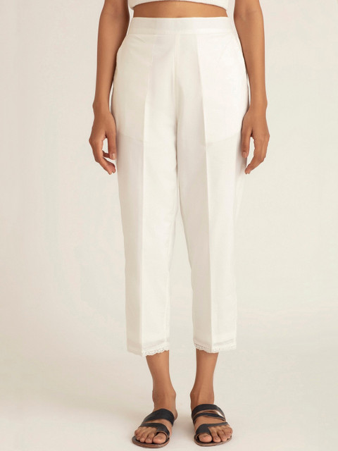 

Ancestry Women White Regular Fit Solid Pure Cotton Culottes
