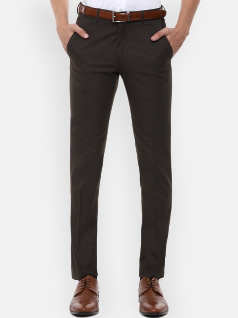 

Louis Philippe Men Brown Slim Fit Textured Formal Trousers