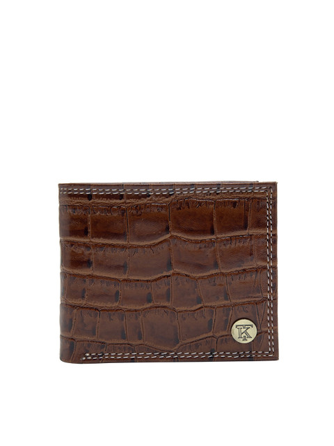

Teakwood Leathers Men Brown RFID Protected Textured Leather Two Fold Wallet