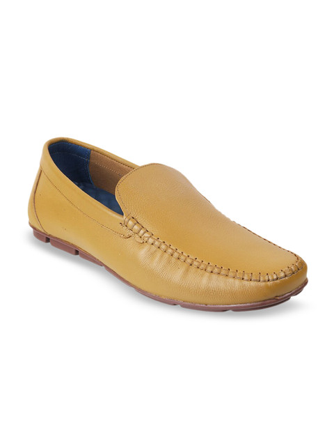 

Metro Men Mustard Yellow Solid Leather Formal Loafers