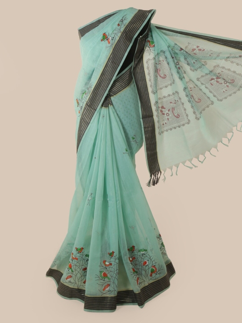 

Pothys Green Woven Design Chanderi Saree