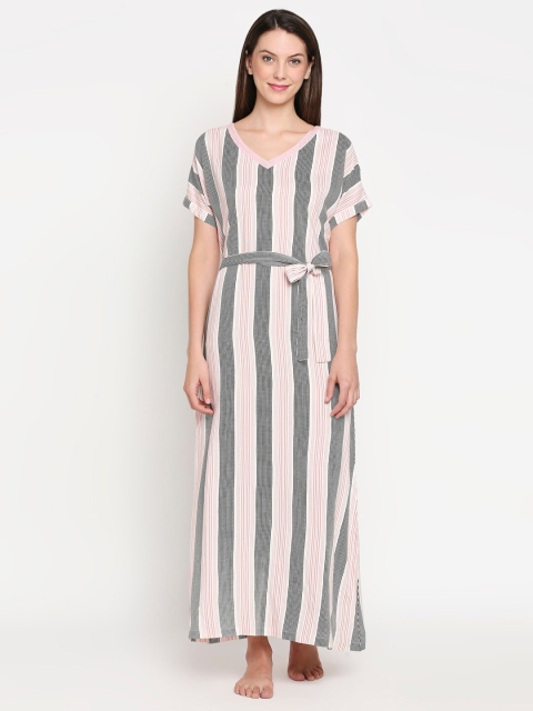 XIN White & Pink Striped Nightdress
