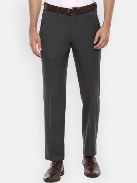 

Luxure by Louis Philippe Men Charcoal Grey Slim Fit Solid Formal Trousers