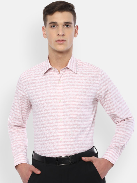 

Louis Philippe Men Pink Slim Fit Striped Casual Shirt