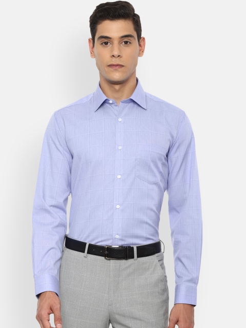 

Van Heusen Men Blue Checked Pure Cotton Regular Fit Formal Shirt