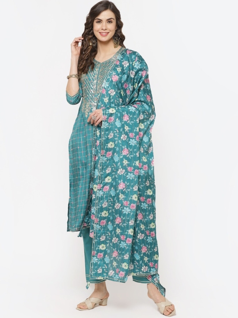

Biba Green & Pink Printed Unstitched Dress Material