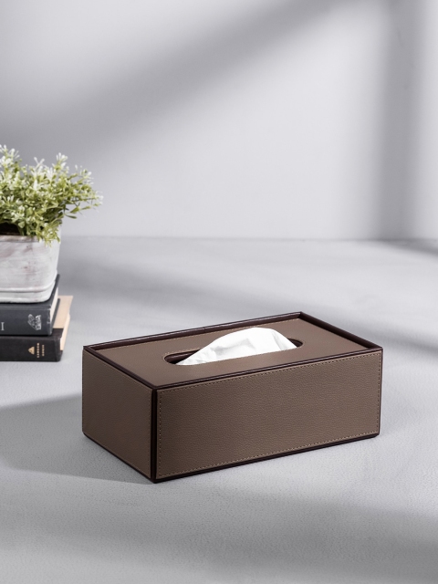 

Pure Home and Living Brown Solid Rectangular Tissue Box