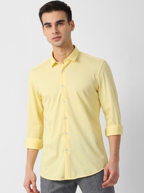

Louis Philippe Sport Men Yellow Slim Fit Micro-Checked Casual Shirt