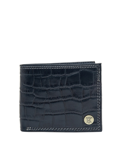 

Teakwood Leathers Men Navy Blue Textured Leather Two Fold Wallet