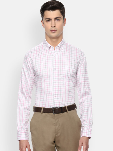 

Louis Philippe Men White Slim Fit Checked Casual Shirt