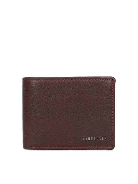

Van Heusen Men Brown Textured Leather Two Fold Wallet
